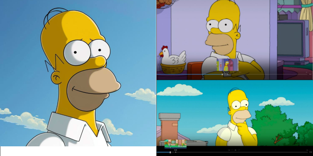 Cropped complaint comparison image showing an alleged Midjourney Homer Simpson output beside Disney reference images.