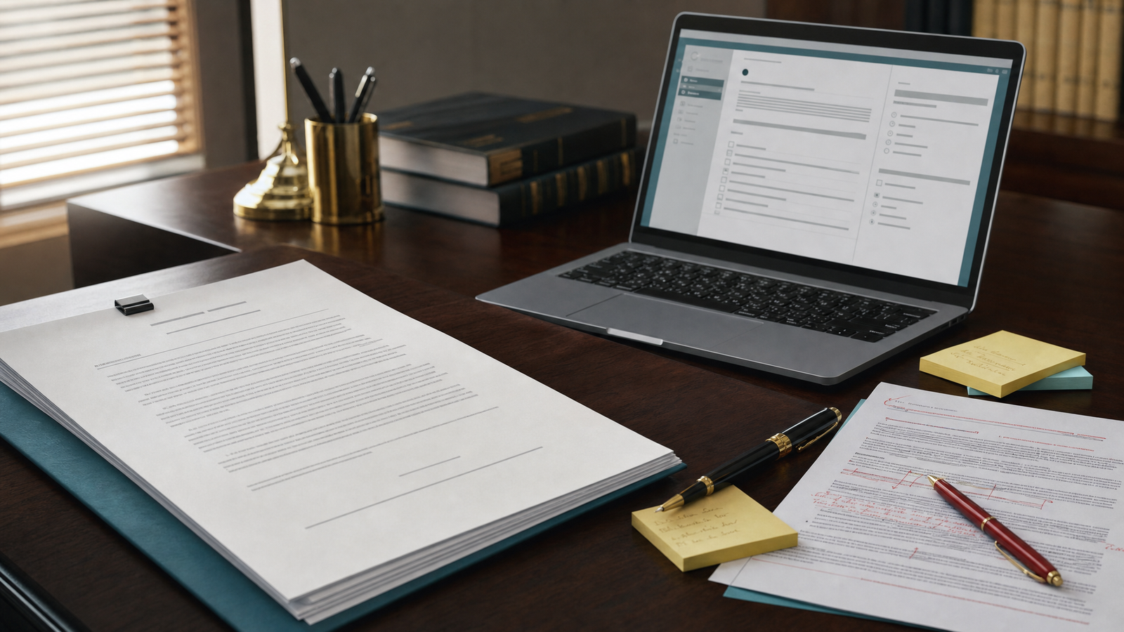 Editorial legal-tech image showing a court order, citation checks, and chamber-review controls for an AI-assisted judicial draft.